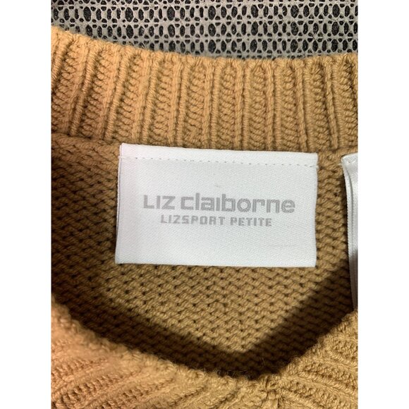 Liz Claiborne Argyle Sweater S Cotton Acrylic Blend Womens Beige & Blue - Picture 3 of 10